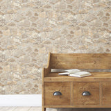 PA130904LW Field Stone Tan Grey Wallpaper 