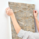 PA130904LW Field Stone Tan Grey Wallpaper 