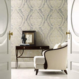 PM9309 Charleston Damask Silver Wallpaper