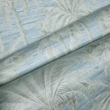 PS40002 Baby blue beige tropical palm tree thread string lines texture Coastal wallpaper