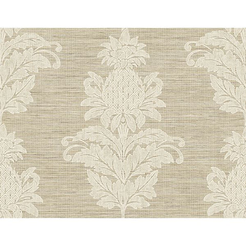 PS40706 Pineapple Grove Brown Damask Wallpaper