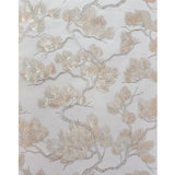 121012 Pine branches beige gold faux fabric oriental embroidery textured wallpaper roll