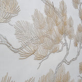 121012 Pine branches beige gold faux fabric oriental embroidery textured wallpaper roll