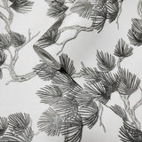 121014 Pine branches oriental white gray black faux fabric textured wallpaper rolls 3D