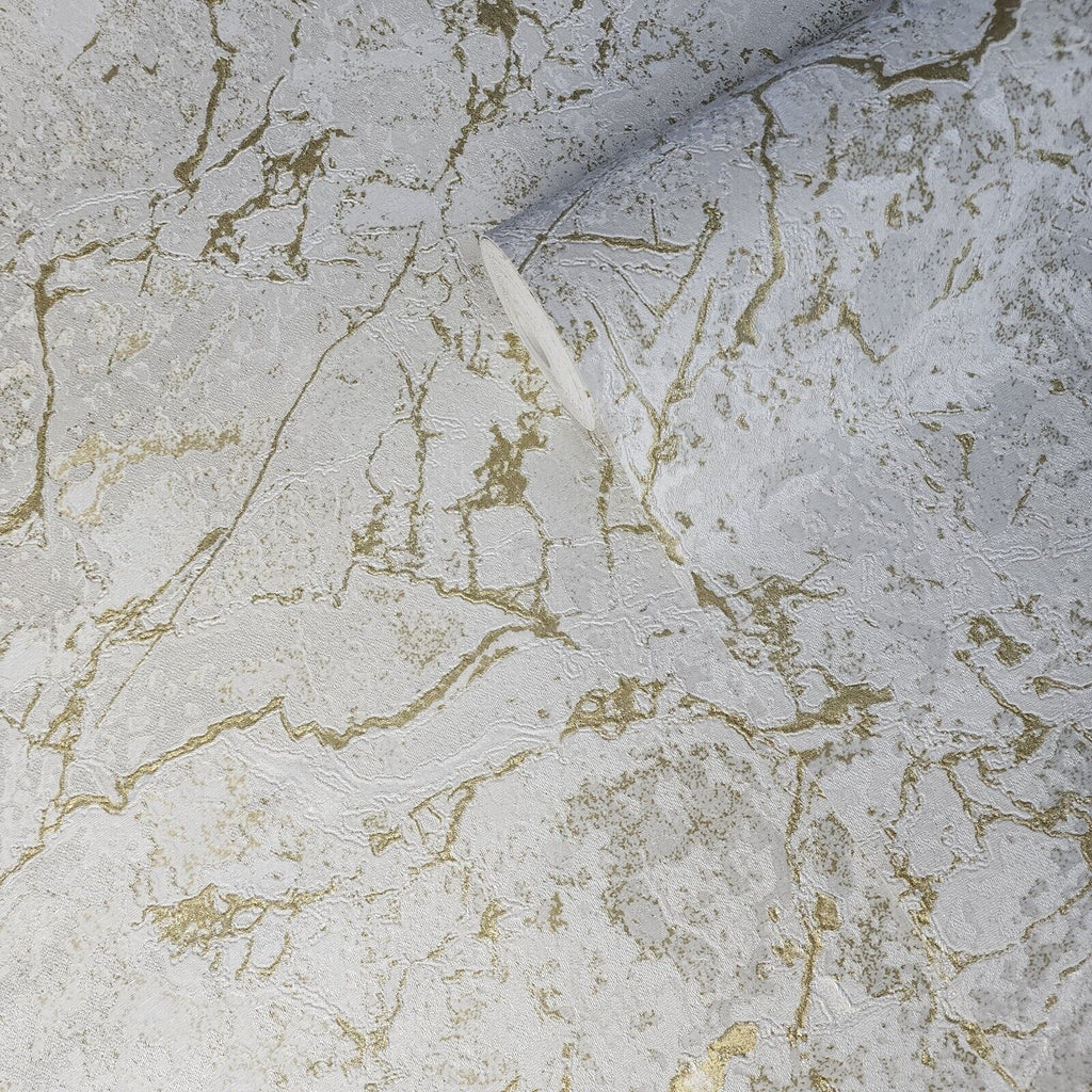 Z80014 Plain ivory off white gold metallic faux cracked concrete textu ...