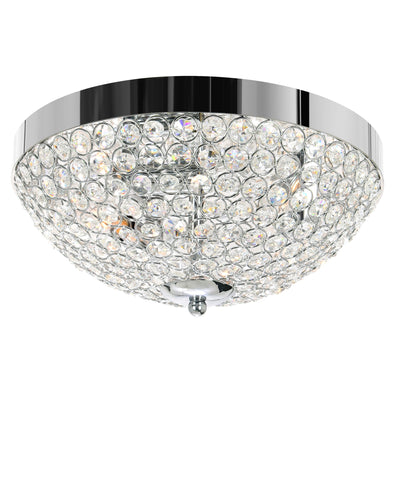 QS8357C12C Globe 3 Light Bowl Flush Mount With Chrome Finish