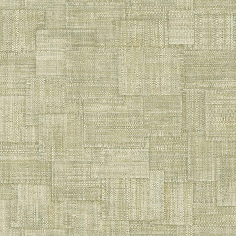 RA41717 Woven Blocks Straw Wallpaper 