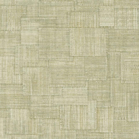 RA46717 Woven Blocks Straw Wallpaper 