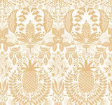 RF7482 Pineapple Damask White Gold Wallpaper