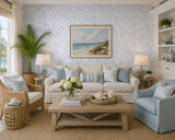 RG61622 Ivory off white cream baby blue vintage damask French Country wallpaper rolls 3D