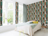 RH330526 Derain Green Geometric Wallpaper