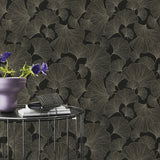 RH462234 Waft Black Ginkgo Wallpaper
