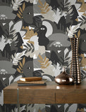 RH464849 Giacometti Grey Flora & Faces Wallpaper