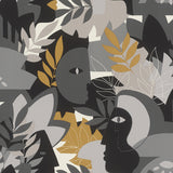 RH464849 Giacometti Grey Flora & Faces Wallpaper