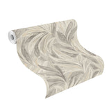 RH547481 Rennie Grey Leaves Wallpaper