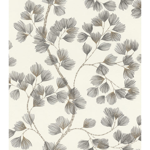 RH866933 Newcomb Grey Trailing Branches Wallpaper