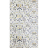 RI5107 White gray olive gold metallic toile scenic houses lemon trees rifle Wallpaper