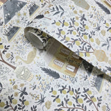 RI5107 White gray olive gold metallic toile scenic houses lemon trees rifle Wallpaper