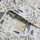 RI5107 White gray olive gold metallic toile scenic houses lemon trees rifle Wallpaper