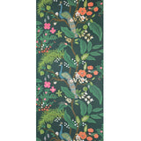 RI5168 Emerald dark green Tropical tree branches leaves flowers peacock Wallpaper rolls