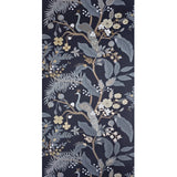 RI5170 Black gray olive bronze Tropical tree branches leaves flowers peacock Wallpaper

