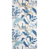 RI5173 White blue Tropical tree branches leaves flowers peacock botanical Wallpaper 3D
