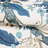 RI5173 White blue Tropical tree branches leaves flowers peacock botanical Wallpaper 3D
