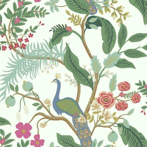 RI5174 Peacock Flowers Rouge Wallpaper Rifle Paper Co. 
