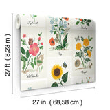 RP7334 Botanical Prints White Wallpaper
