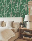RT7831 Bambou Toile Green Wallpaper