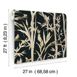 RT7834 Bambou Toile Black Wallpaper
