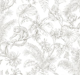 RT7843 Tropical Sketch Toile Brown Wallpaper
