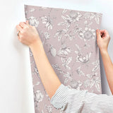 RT7851 Passion Flower Toile Orchid Wallpaper