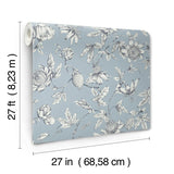 RT7853 Passion Flower Toile Sky Wallpaper