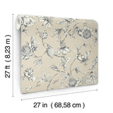 RT7854 Passion Flower Toile Beige Wallpaper