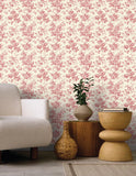 RT7871 Anemone Toile French Red Wallpaper