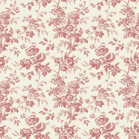 RT7871 Anemone Toile French Red Wallpaper