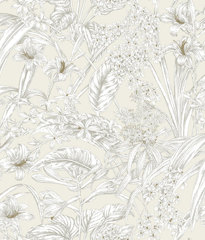 RT7883 Orchid Conservatory Toile Beige Taupe Wallpaper