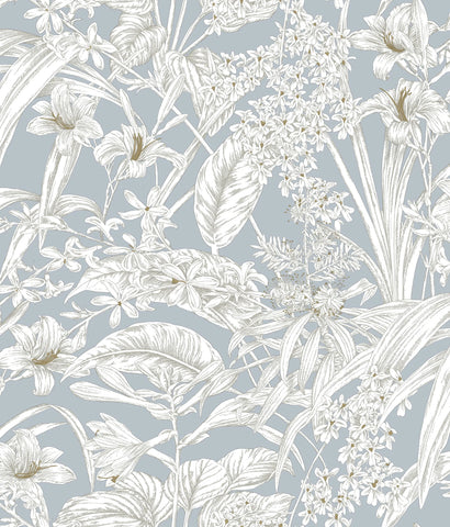 RT7884 Orchid Conservatory Toile Blue Taupe Wallpaper