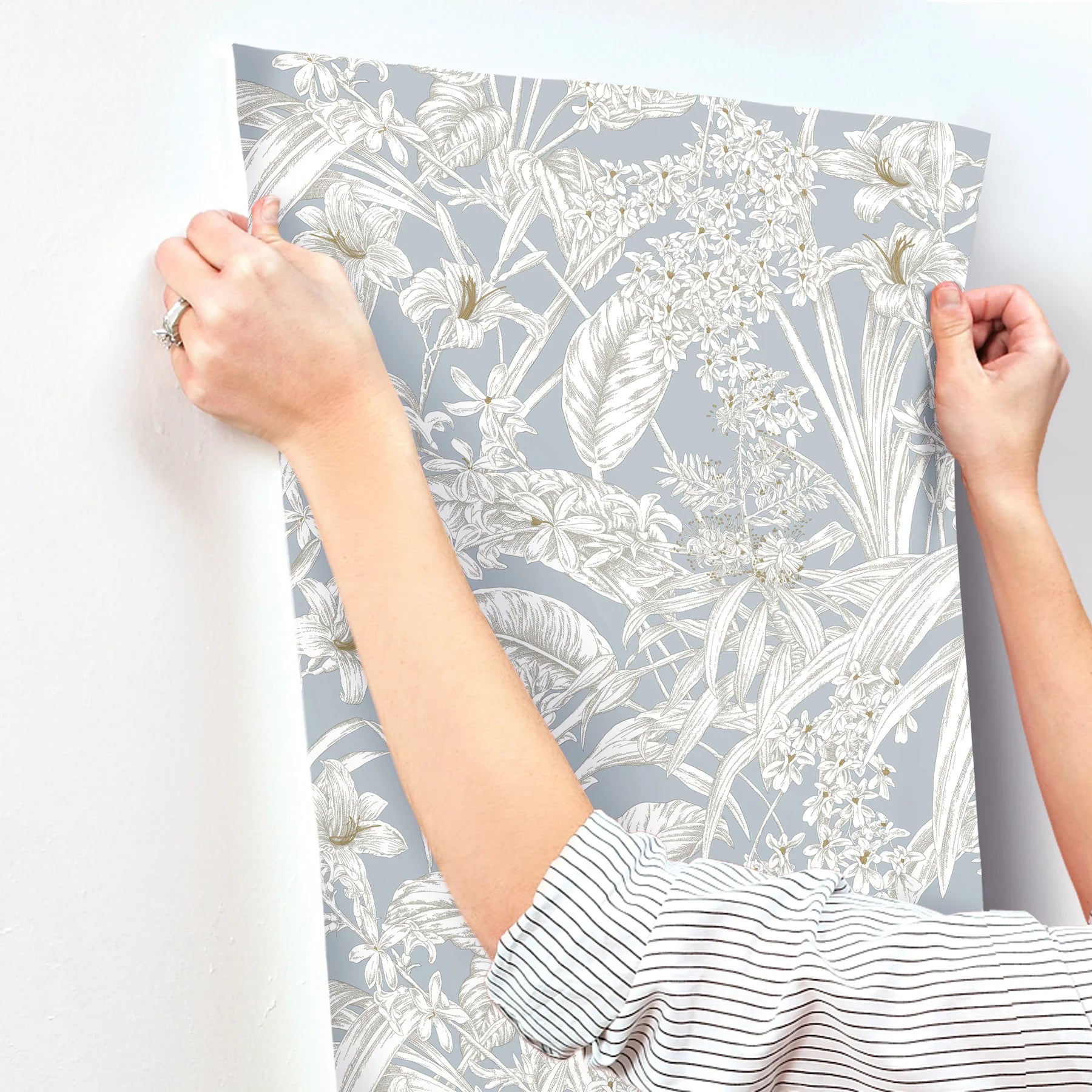 RT7884 Orchid Conservatory Toile Blue Taupe Wallpaper