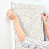 RT7922 Palm Cove Toile White Gray Wallpaper