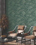 RT7924 Palm Cove Toile Emerald Forest Wallpaper