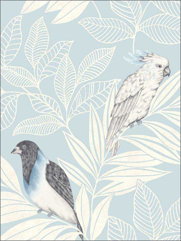 RY30102 Paradise Island Birds Blue Oasis Ivory Wallpaper