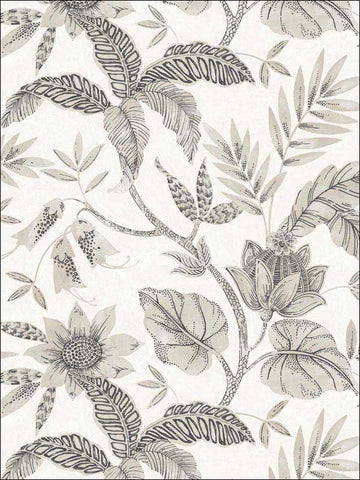 RY30205 Rainforest Leaves Ivory Stone Wallpaper