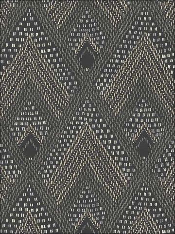 RY30500 Panama Boho Diamonds Black Sands Charcoal Wallpaper