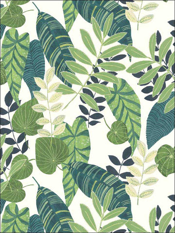 RY30904 Tropicana Leaves Viridian Dill Wallpaper