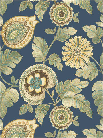 RY31212 Calypso Paisley Leaf Champlain Rosemary Wallpaper