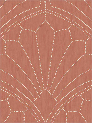 RY31501 Scallop Medallion Redwood Ivory Wallpaper