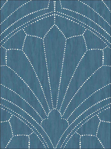 RY31502 Scallop Medallion Steel Blue Ivory Wallpaper