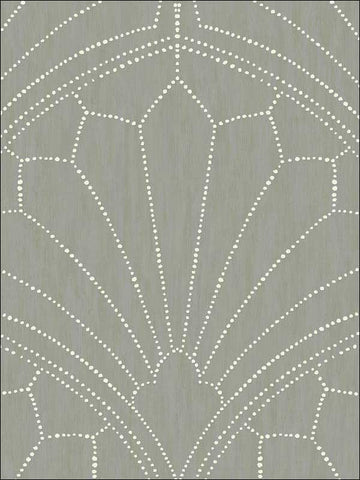 RY31515 Scallop Medallion Cinder Gray Ivory Wallpaper